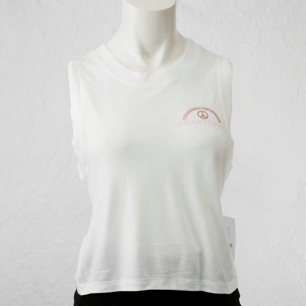 Spiritual Gangster Box Crop Yoga Tank Top Gratitude Theme - Womens Size Medium